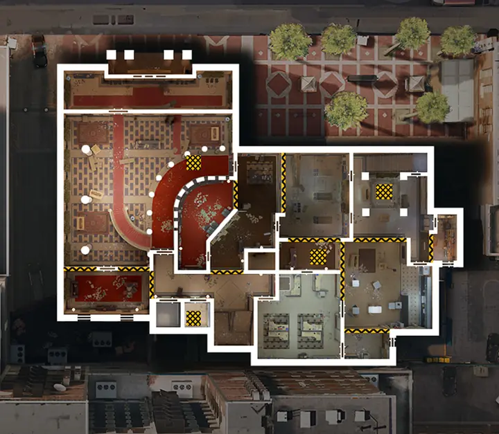 Bank 1F floor plan with Tellers' Office / Archives